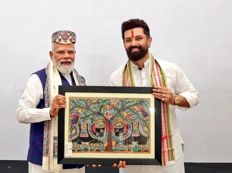 Chirag Paswan attends NDA meet at Bharat Mandapam, felicitates PM Modi