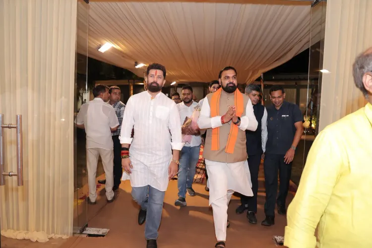 Chirag Paswan attends Nitin Nabin's griha pravesh in Delhi