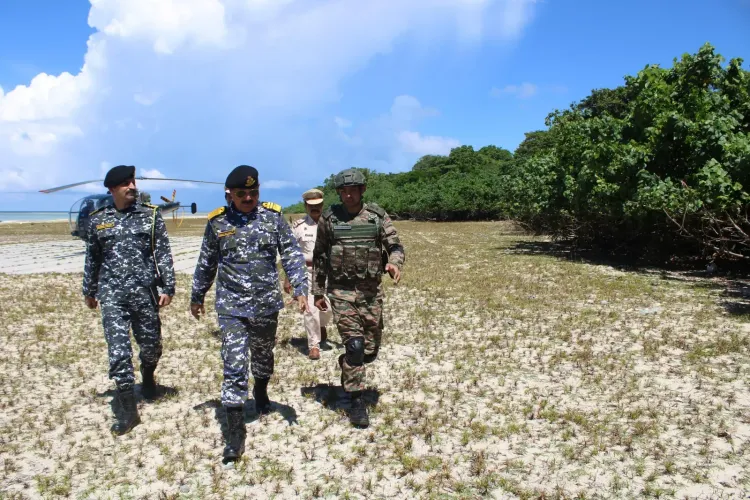 CINCAN visits Landfall Island and INS Kohassa near Great Coco Island