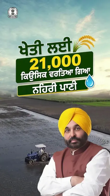 CM Bhagwant Mann: 21,000 Cusecs Canal Water Used for Punjab Agriculture