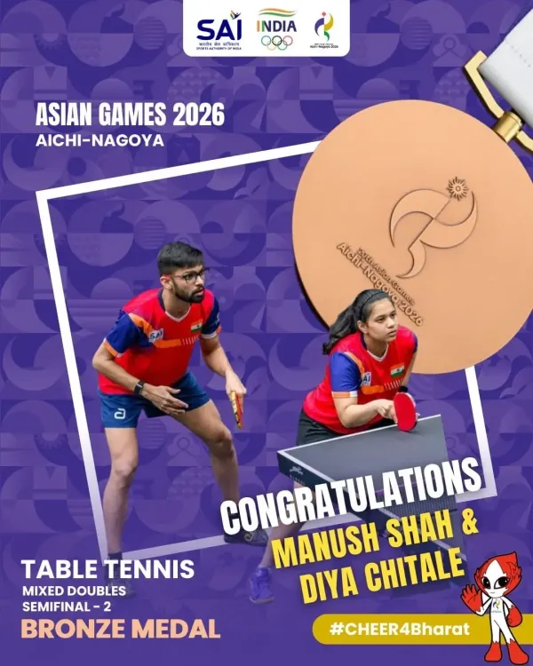 CM Bhajan Lal Congratulates Manush Shah & Diya Chitale on Asian Games 2026 TT Bronze
