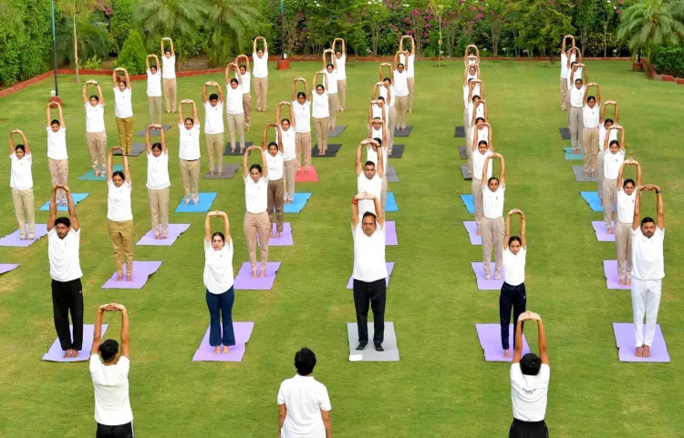CM Bhajan Lal Leads Yoga Session With Rajasthan Police