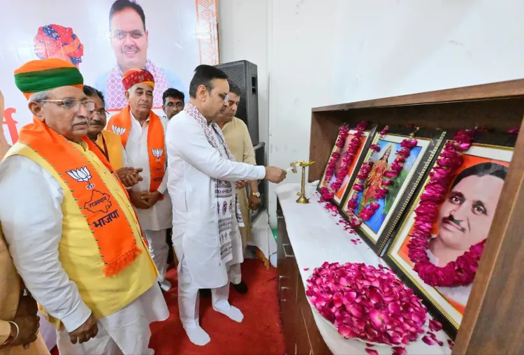 CM Bhajan Lal meets BJP workers in Bikaner on Independence Day