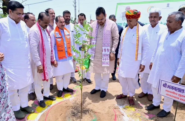 CM Bhajan Lal plants saplings in Kekri under Ek Ped Maa Ke Naam