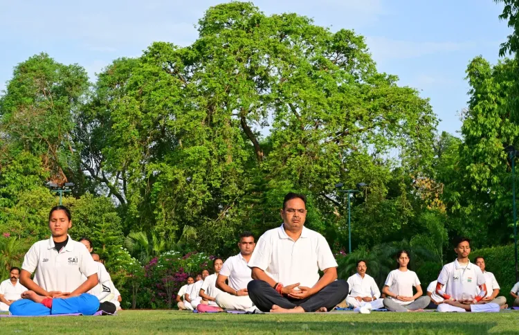 CM Bhajan Lal Sharma Leads Yoga Session With World Championship Athletes