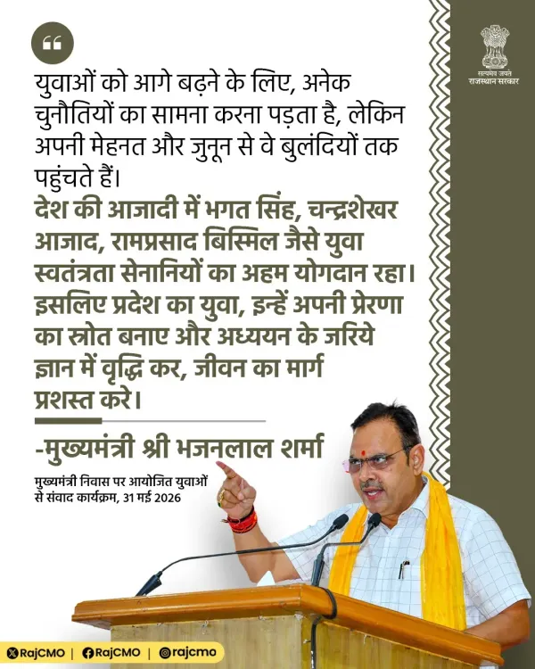 CM Bhajan Lal Urges Rajasthan Youth to Pursue Knowledge