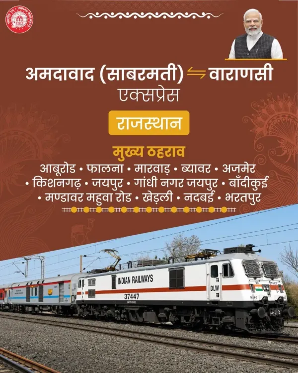 CM Bhajan Lal Welcomes Sabarmati–Varanasi Express for Rajasthan