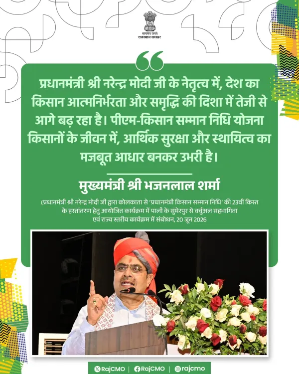 CM Bhajanlal backs PM-KISAN as pillar of farmer security