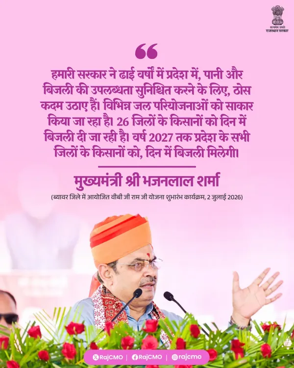 CM Bhajanlal Flags Water, Power Gains in Rajasthan's 2.5 Years