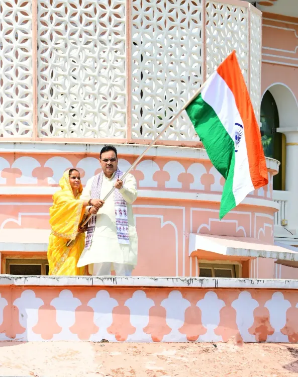 CM Bhajanlal hoists Tiranga at CM residence under Har Ghar Tiranga
