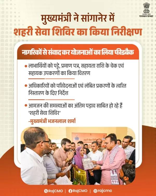 CM Bhajanlal Inspects Urban Service Camp in Sanganer