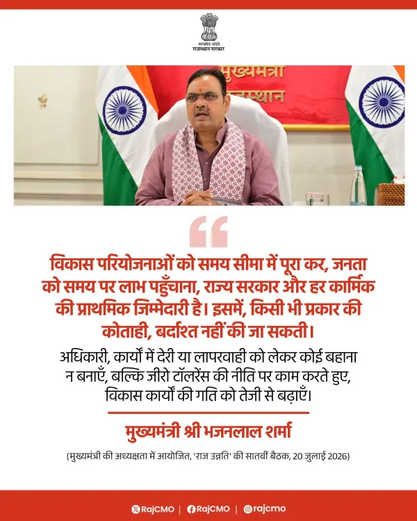 CM Bhajanlal Sharma Stresses Timely Project Delivery in Rajasthan
