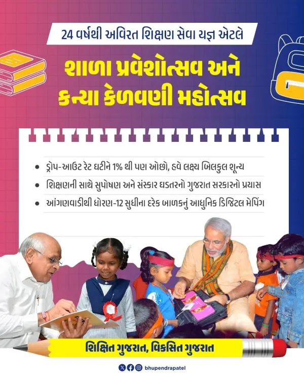 CM Bhupendra Patel Launches 24th Shala Praveshotsav from Vadnagar