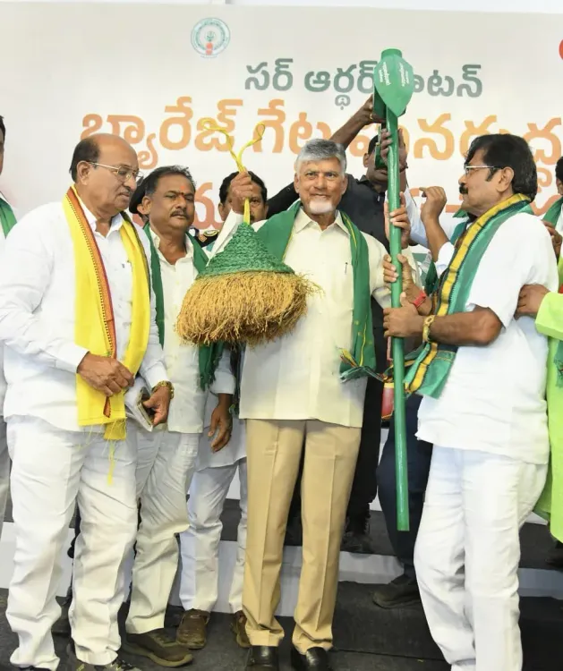 CM Chandrababu Launches 117-Gate Work at Dowleswaram Barrage