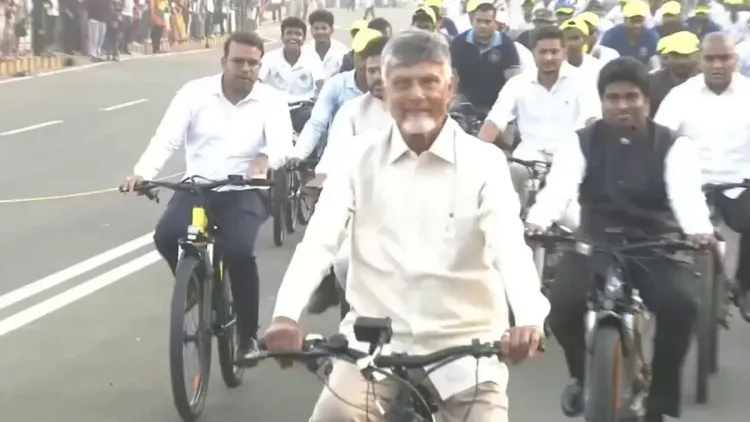 CM Chandrababu Naidu Cycles Through Visakhapatnam With Ministers