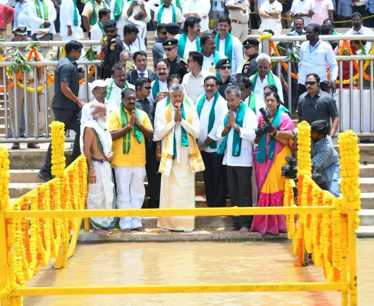 CM Chandrababu Naidu Joins Jalaarathi at Krishna-Godavari Sangam