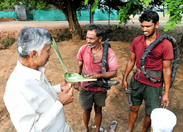 CM Chandrababu Visits Toddy Tapper, Hands Rs 4,000 NTR Bharosa Pension