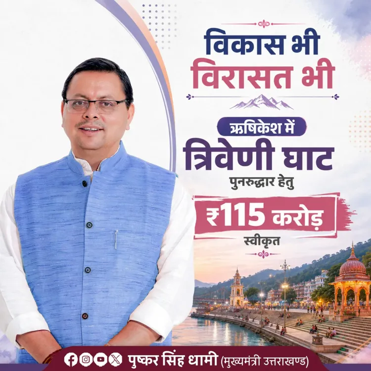 CM Dhami Approves ₹115 Crore for Triveni Ghat Revamp