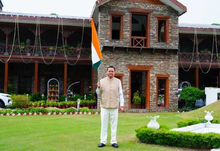 CM Dhami hoists Tricolour at residence for Har Ghar Tiranga