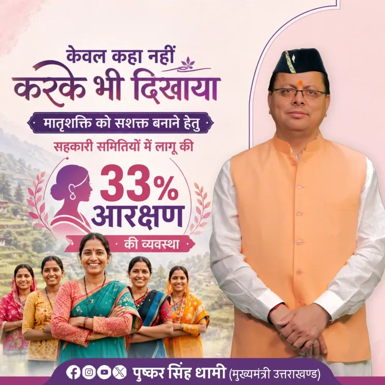 CM Dhami Implements 33% Women's Quota in Uttarakhand Cooperatives