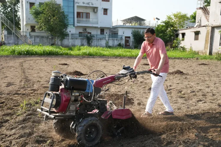CM Dhami Joins Mother in Farming at Khatima Fields