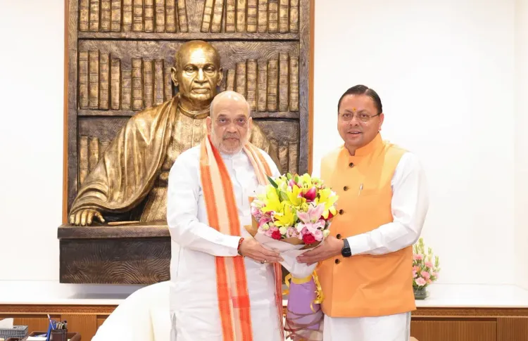CM Dhami Meets Amit Shah at Kartavya Bhavan on Welfare Issues