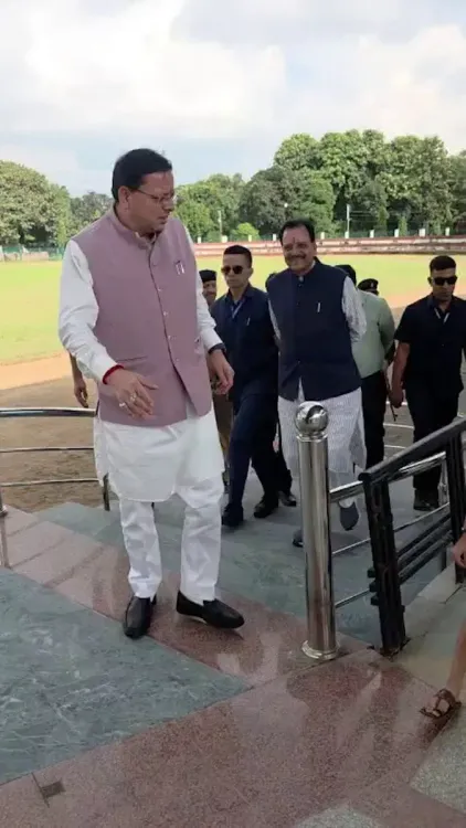 CM Dhami meets children at Haldwani helipad, invokes Viksit Bharat 2047