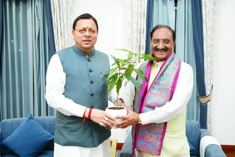 CM Dhami meets ex-Union Minister Nishank at CM residence