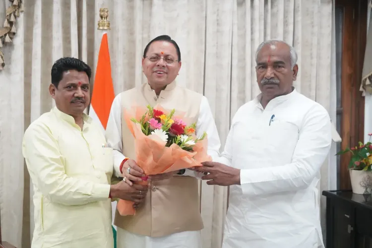 CM Dhami Meets Gadarpur MLA Arvind Pandey at Official Residence