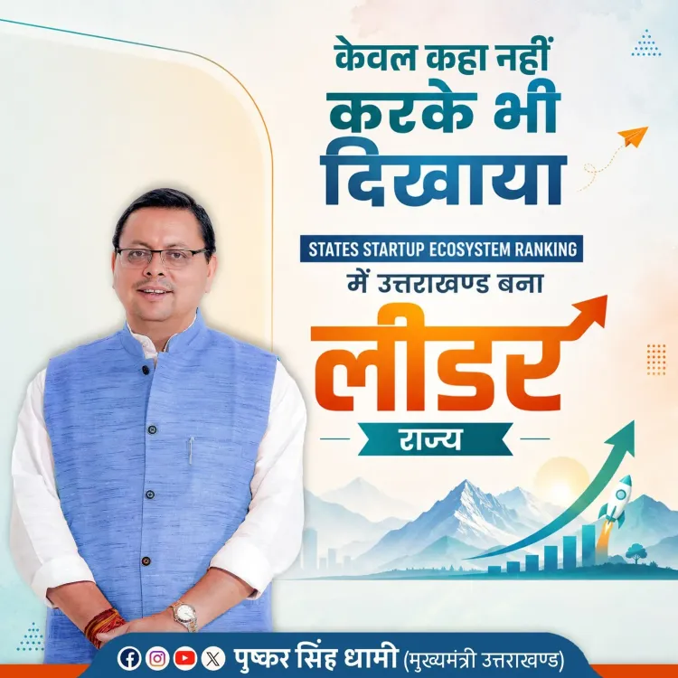 CM Dhami: Uttarakhand Enters 'Leader' Tier in Startup Rankings