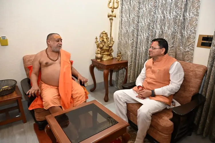 CM Dhami Visits Kankhal Ashram, Seeks Blessings of Shankaracharya
