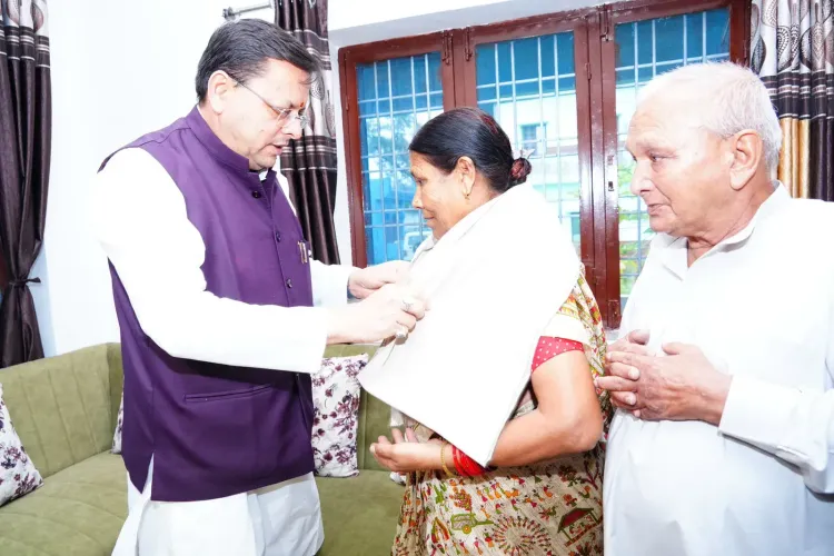 CM Dhami visits martyr Amit Anathwal's family on I-Day eve