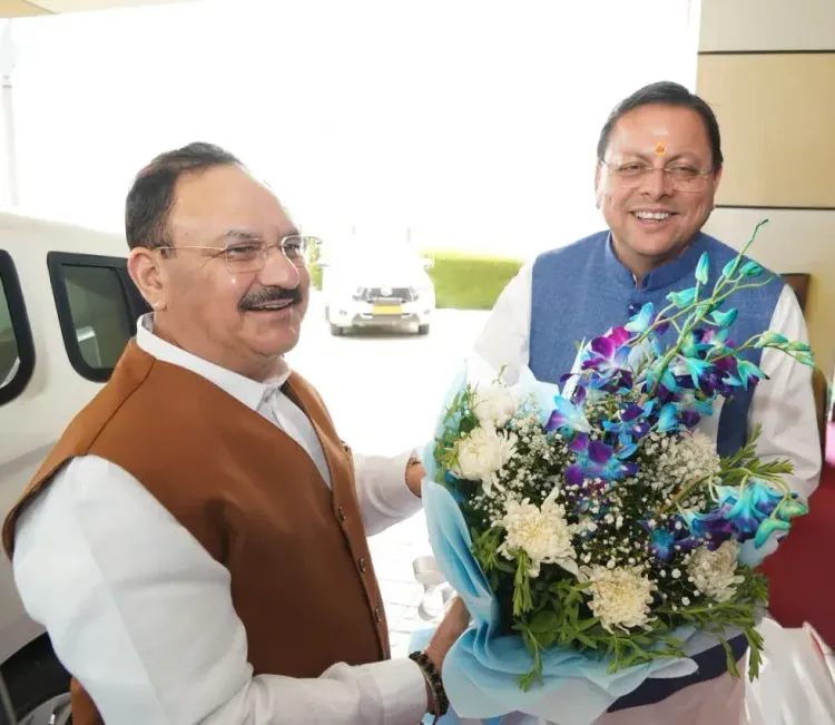CM Dhami Welcomes Union Health Minister Nadda at Jolly Grant Airport