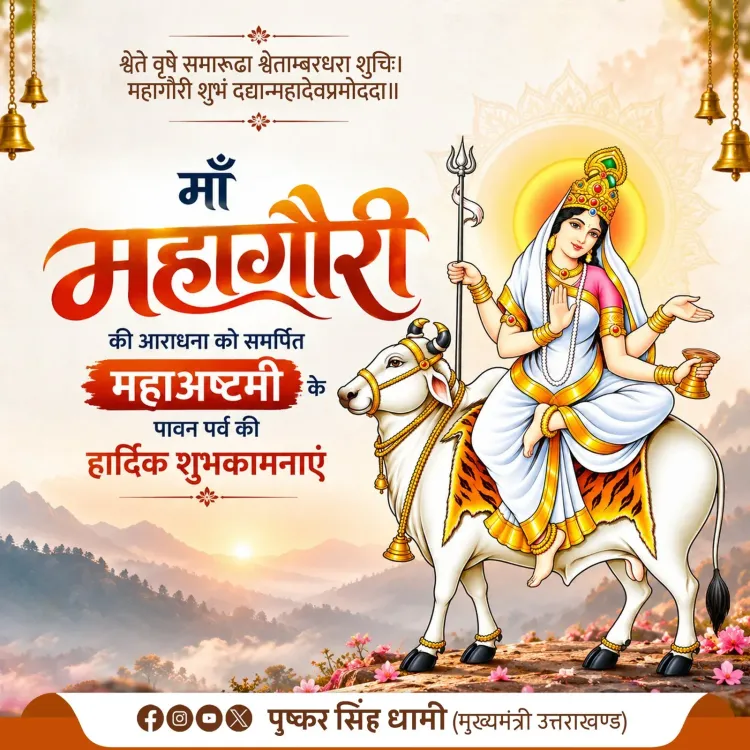 CM Dhami Wishes on Navratri Ashtami, Maa Mahagauri Day