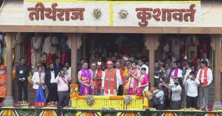 CM Fadnavis consecrates flag at Kushavart Tirth for Nashik Kumbh 2027