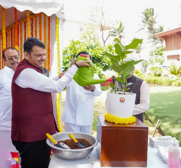 CM Fadnavis, Dy CM Shinde plant trees on Birsa Munda Martyrdom Day