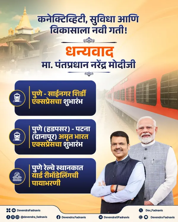 CM Fadnavis Hails New Pune Rail Links, Shirdi Service Launch