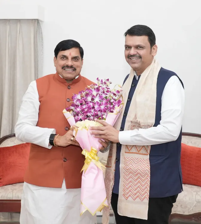 CM Fadnavis Meets MP CM Mohan Yadav in New Delhi