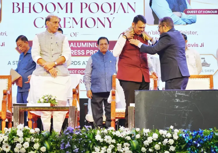 CM Fadnavis, Rajnath Singh Lay Foundation of 10,000-Ton Press at Nagpur Ordnance Factory
