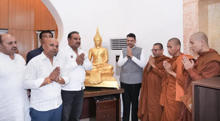 CM Fadnavis Receives Buddhist Monks at Ramgiri, Nagpur