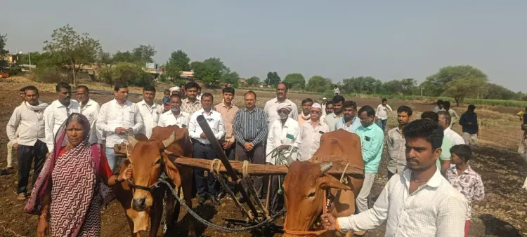 CM Fadnavis rushes bull, compensation to distressed Latur farmer