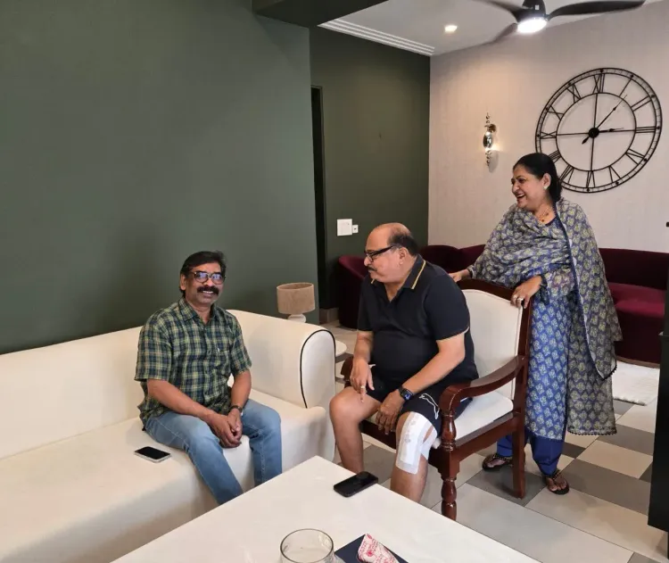 CM Hemant Soren Visits JMM MP Sarfaraz Ahmad After Knee Surgery