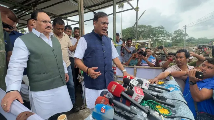 CM Himanta and JP Nadda Visit Assam's Flood-Hit Nepalikhuti