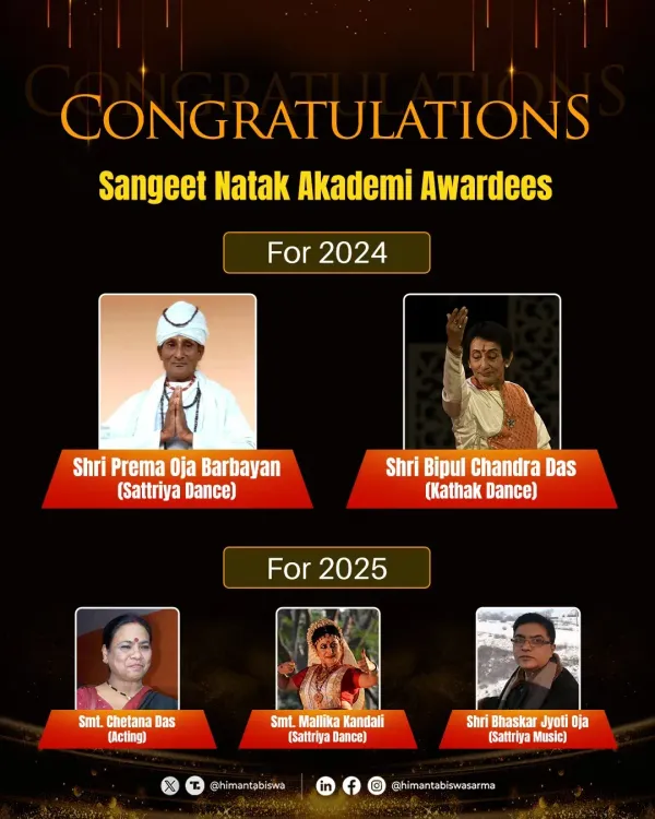 CM Himanta Congratulates Assam Artistes on Sangeet Natak Akademi Awards