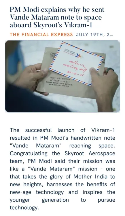 CM Himanta shares PM Modi's note on Vande Mataram in space