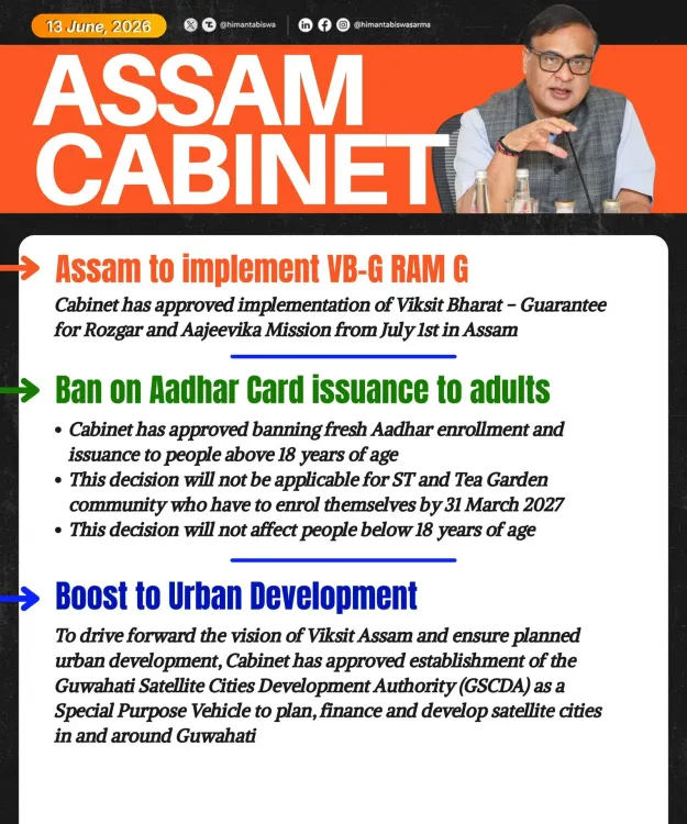 CM Himanta's Assam Cabinet Takes Key Decisions on Aadhaar, Urban Growth