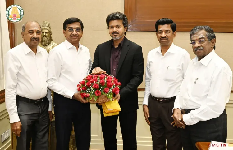CM Joseph Vijay meets Raj TV MD at Tamil Nadu Secretariat