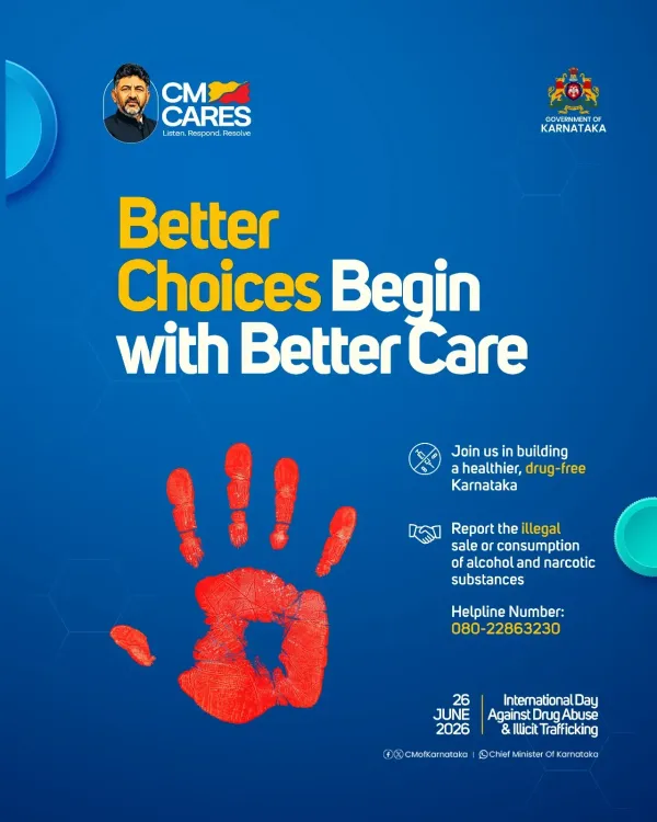 CM Karnataka Office Calls for Drug-Free State, Shares Helpline