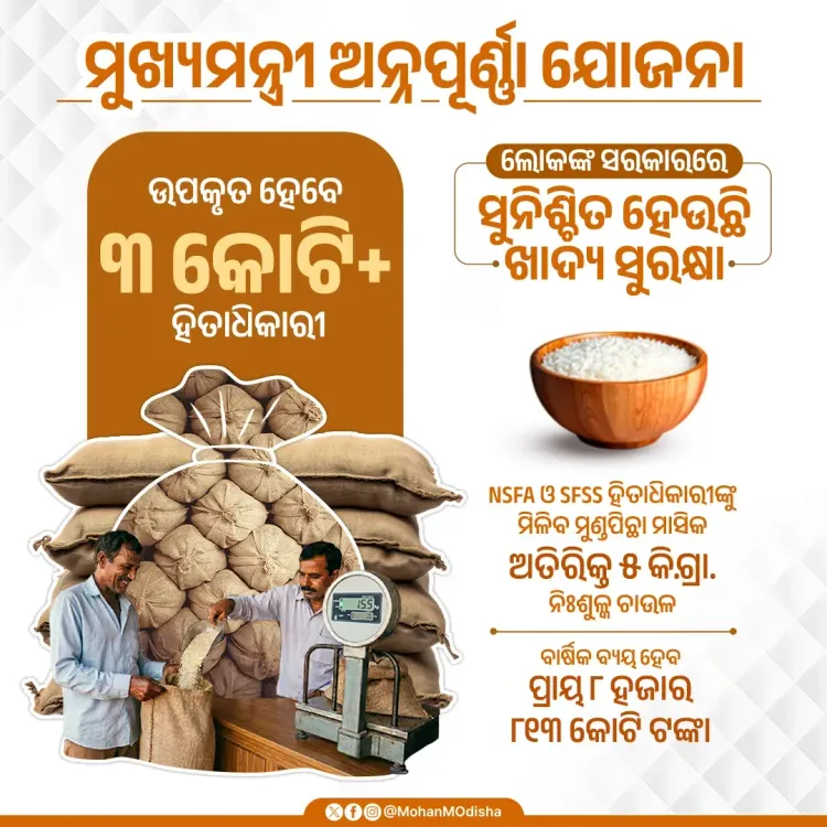 CM Majhi Launches Annapurna Yojana, 3 Cr Odisha Families to Get Free Rice