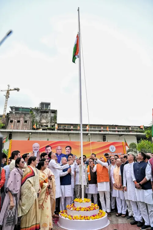 CM Mohan Yadav hoists flag at BJP office on Independence Day